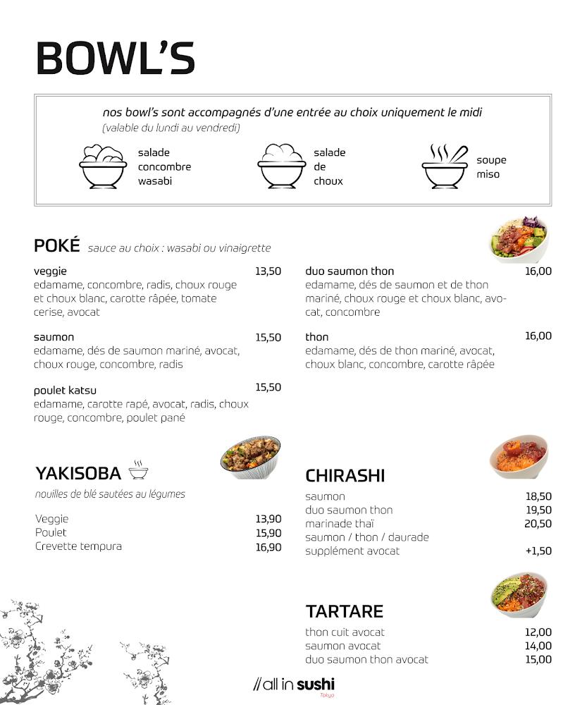 All In Sushi - Meilleur Sushi à Paris | Fraîcheur & Qualité près de la Place des Vosges et restaurant Rue de Turenne - Menu Image 2